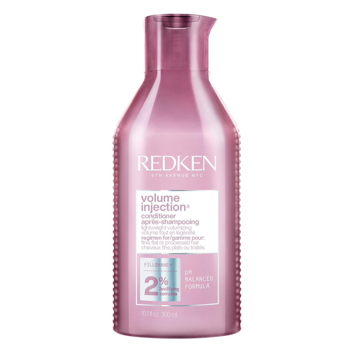 Redken bottle front view showing label and size, highlights lightweight volume