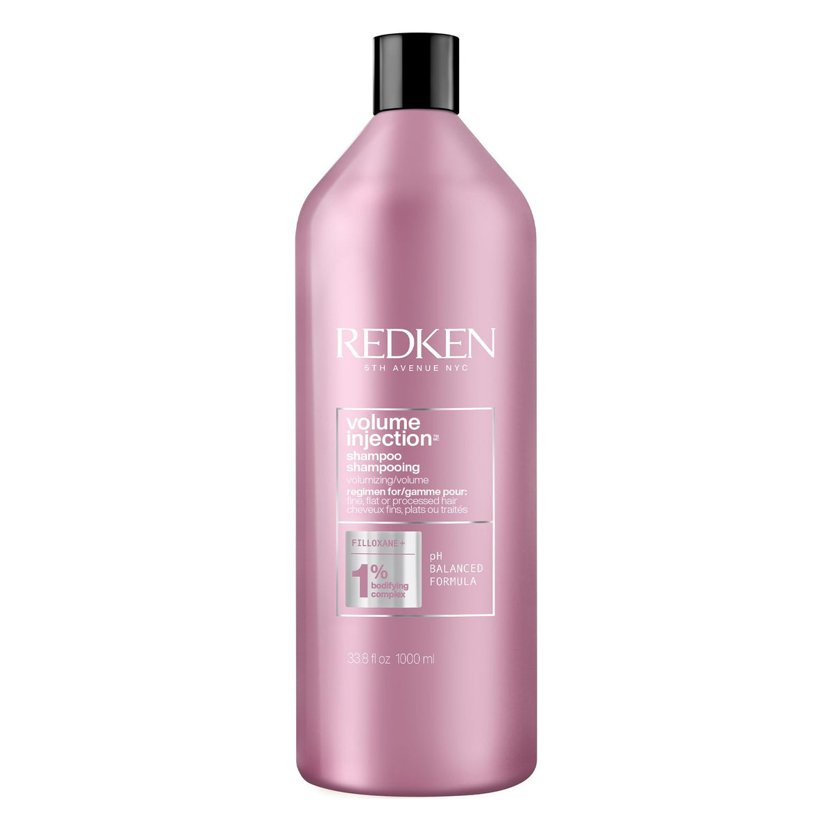 Redken bottle front view showing label and size, promotes long-lasting volume