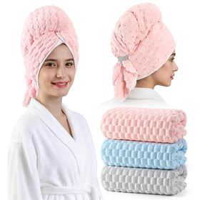 REDKISS front view of three extra-large towel wraps, fast drying