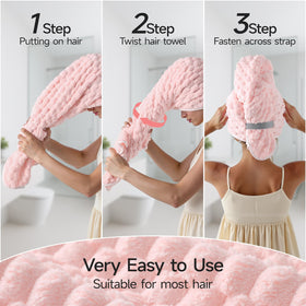 REDKISS towel wrapped on curly hair, hands-free styling convenience