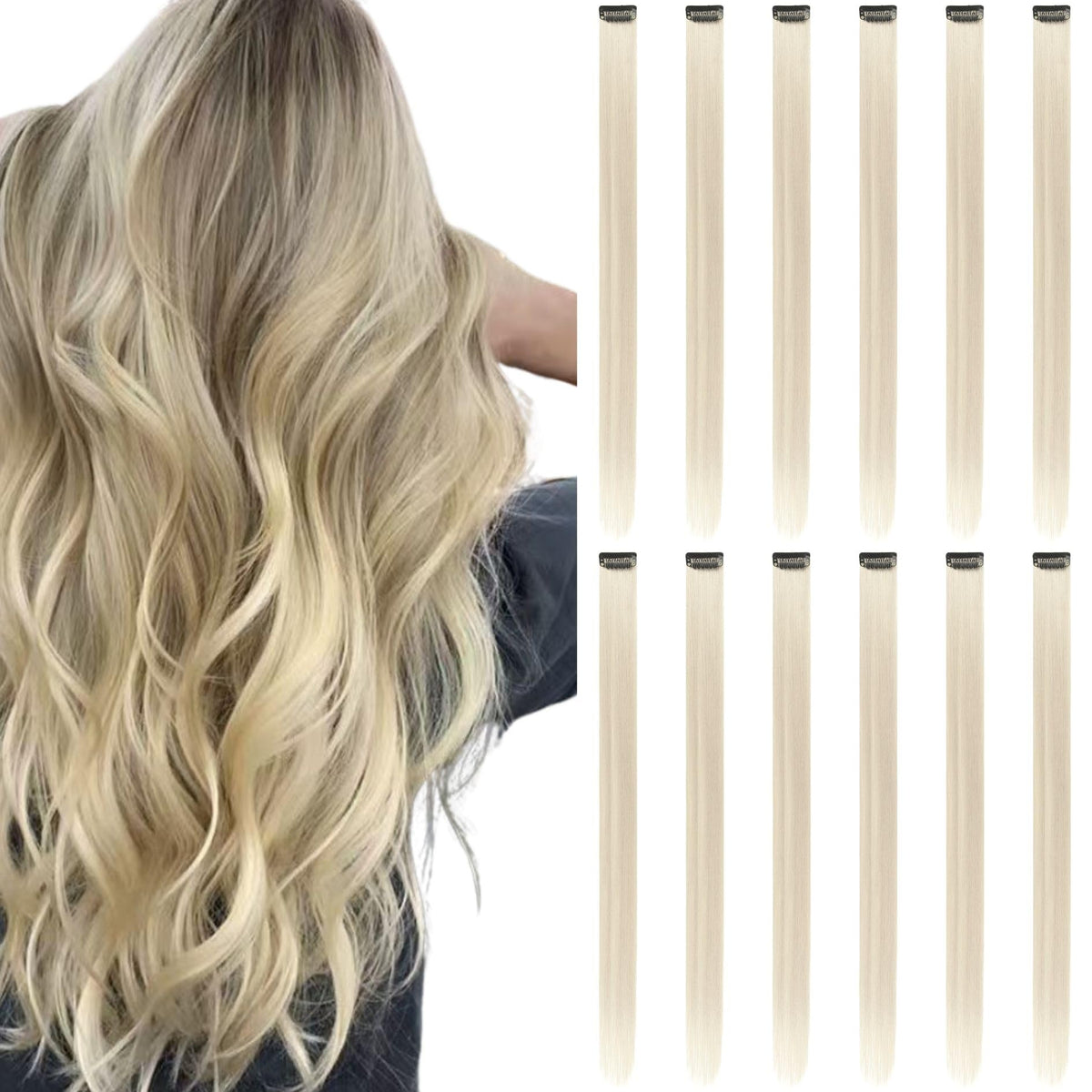 REDMENCO front packaging showing 12-piece blonde extensions, easy styling benefit