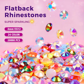 Redtwo transparent storage box open with sorted multicolor rhinestones for tidy organization