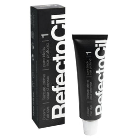 RefectoCil strand swatches displaying black and brown contrast, helpful for shade selection and matching