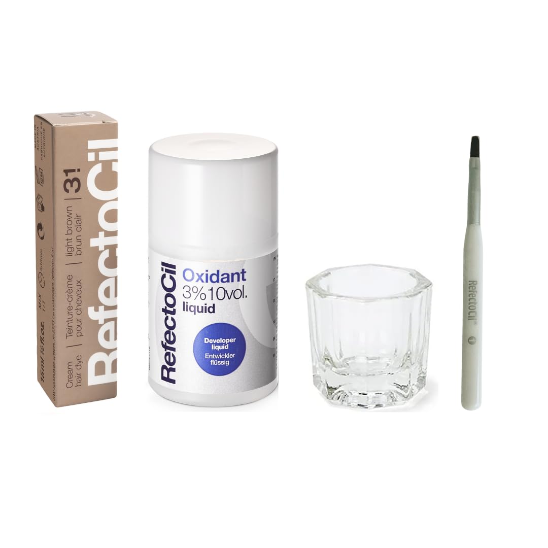 RefectoCil front packaging showing kit contents and natural shade benefit