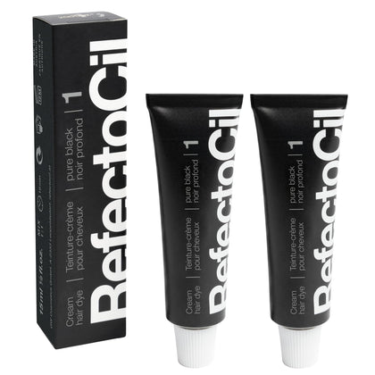 RefectoCil Pure Black front packaging showing two tubes and professional color benefit