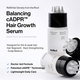 Refilled before and after scale comparison illustrating fuller-looking hair