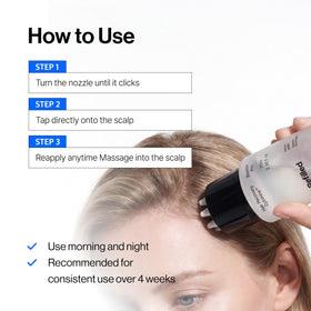Refilled product on bathroom shelf ready for daily scalp care routine