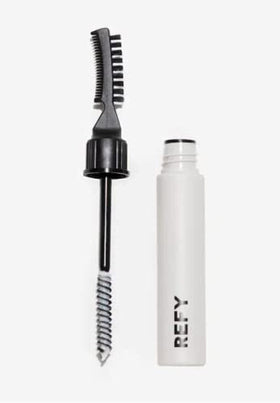 REFY Brow Sculpt front packaging showing tube and product name, clear travel‑friendly benefit