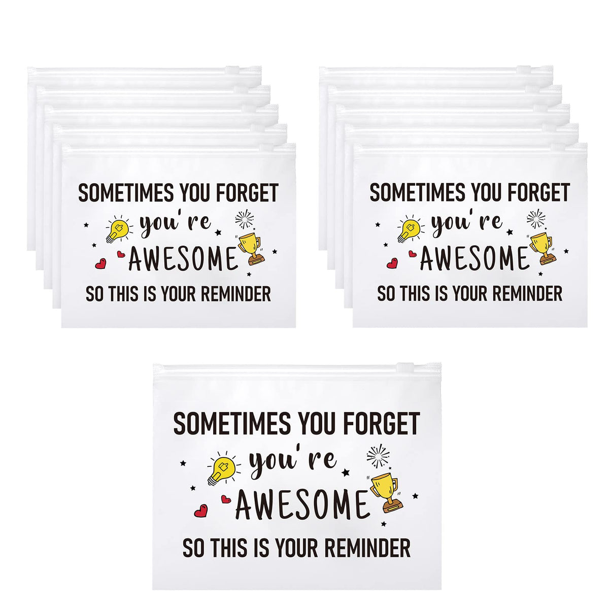 Reginary front view showing printed inspirational message and zipper, encouraging everyday confidence