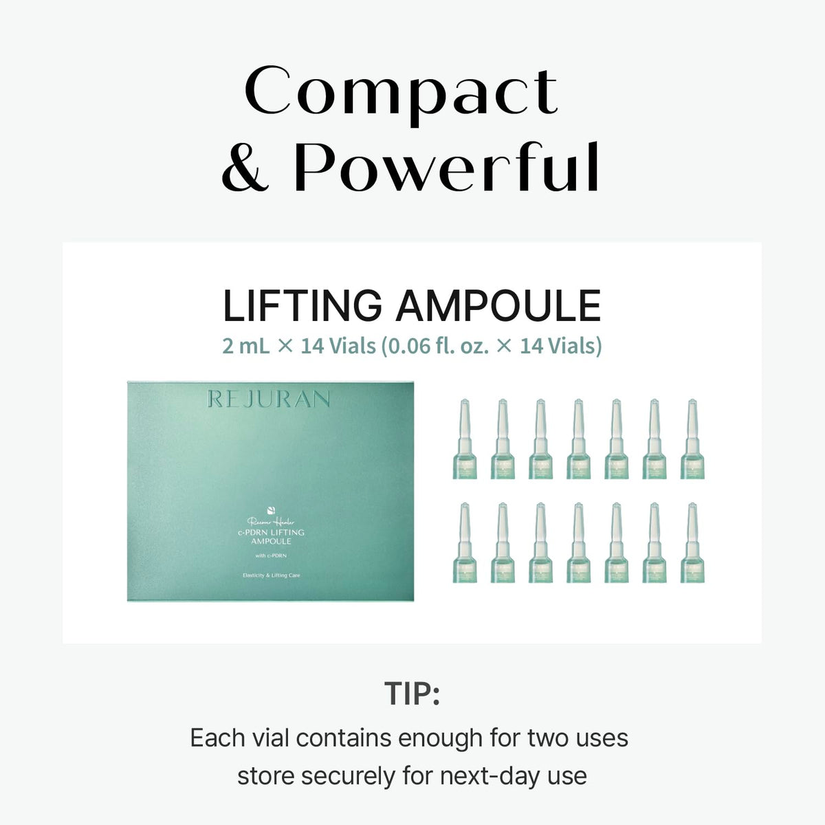 REJURAN ampoule on bathroom counter suggesting routine readiness
