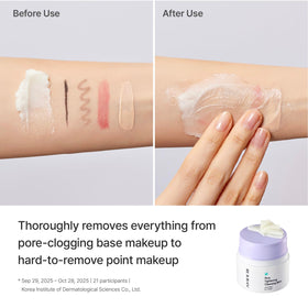REJURAN balm emulsified into milky texture rinsing off easily for clean skin
