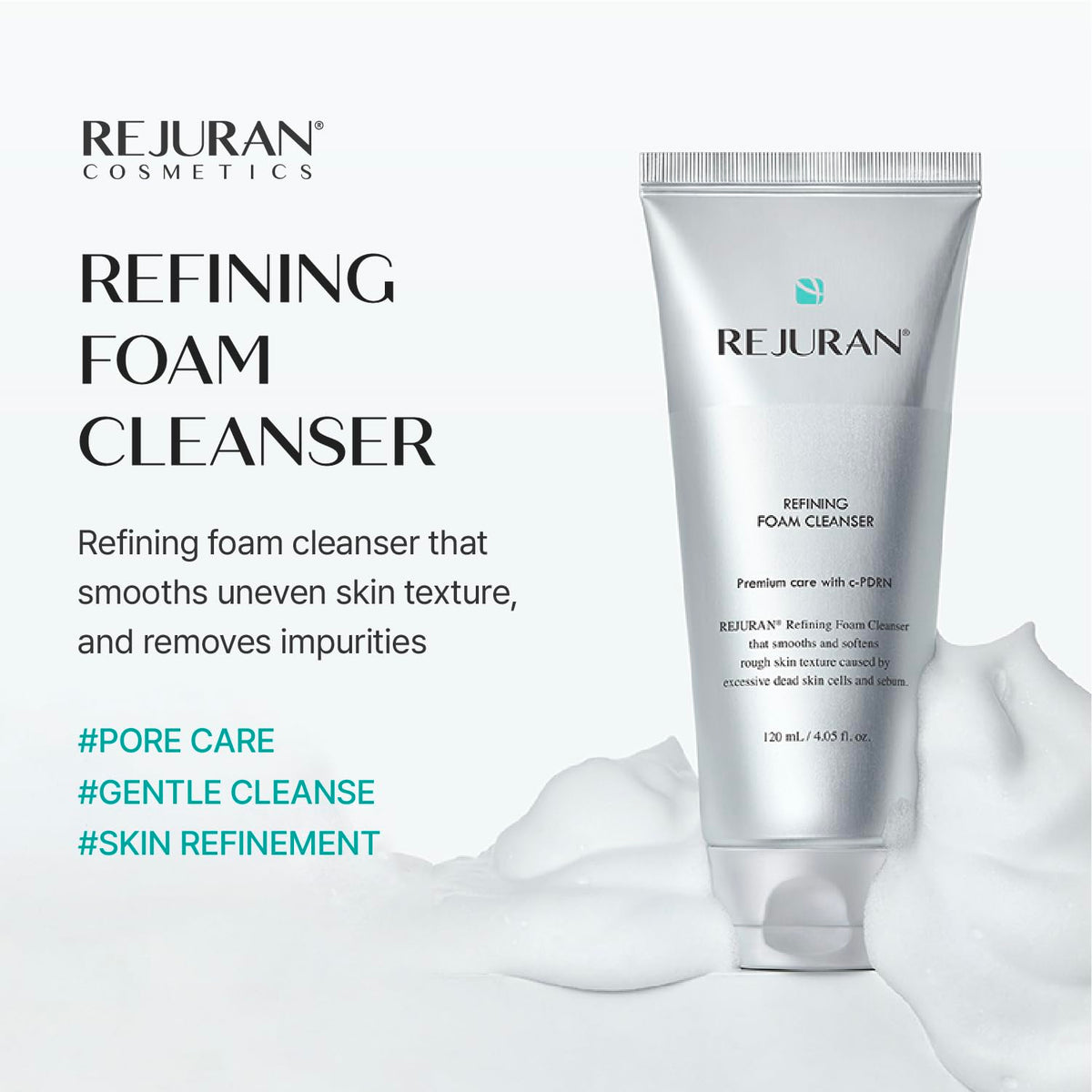 REJURAN pump and label close-up highlighting ingredients and user-friendly dispenser