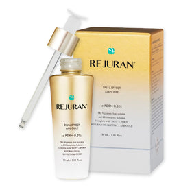 REJURAN front bottle of DOT DUAL ampoule showing packaging and benefit