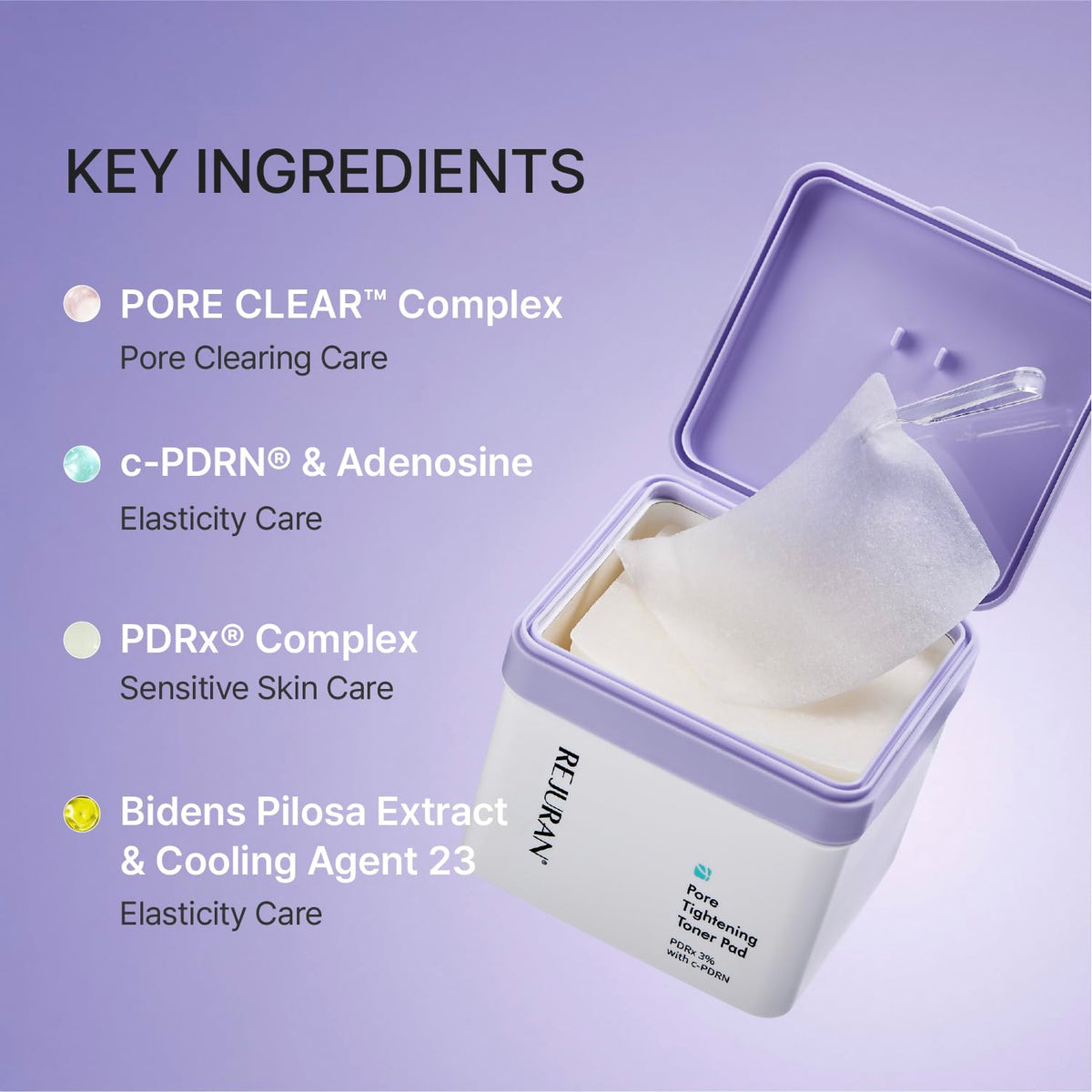 REJURAN ingredient label highlighting DOT c-PDRN and acid complex