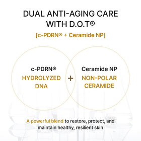 REJURAN ampoule ingredients label close view emphasizing DOT c-PDRN and ceramide benefits