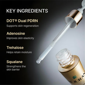 REJURAN ampoule placed inside a travel kit conveying convenience and on-the-go care