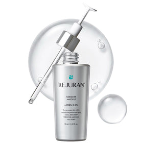 REJURAN front bottle shot showing sleek ampoule packaging and clear branding benefit: visible professional treatment