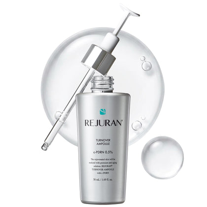 REJURAN front bottle shot showing sleek ampoule packaging and clear branding benefit: visible professional treatment