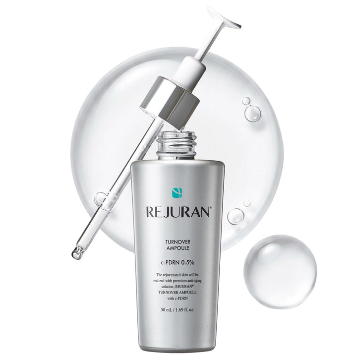 REJURAN front bottle shot showing sleek ampoule packaging and clear branding benefit: visible professional treatment