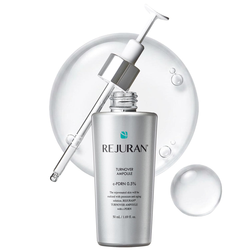 REJURAN front bottle shot showing sleek ampoule packaging and clear branding benefit: visible professional treatment