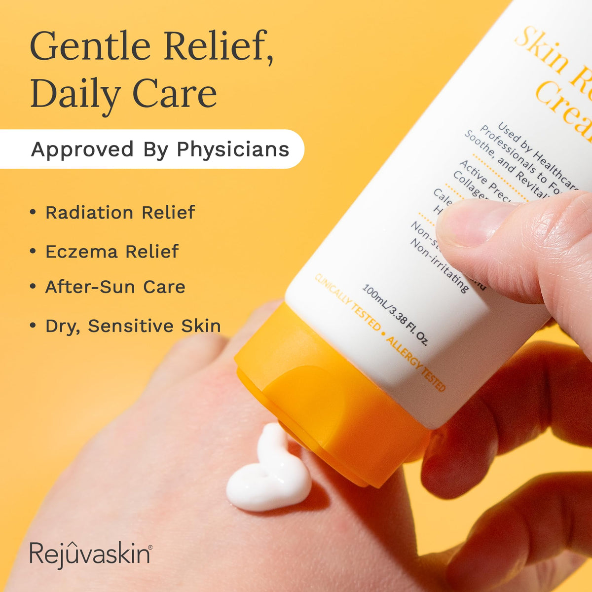 Rejuvaskin on bathroom vanity lifestyle shot suggesting daily skincare routine use