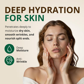 RejuveNaturals oil on elbow showing targeted moisturization for rough areas