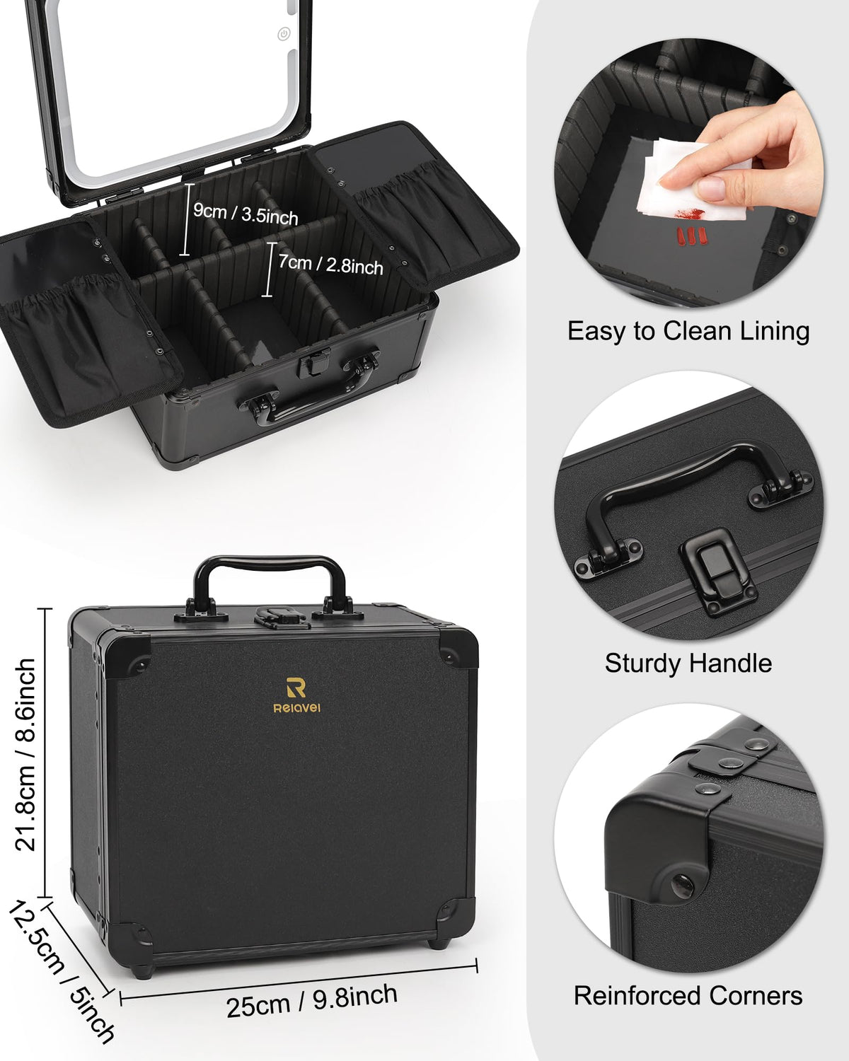 Relavel brush organizer detail with PVC-lined slots protecting brush bristles