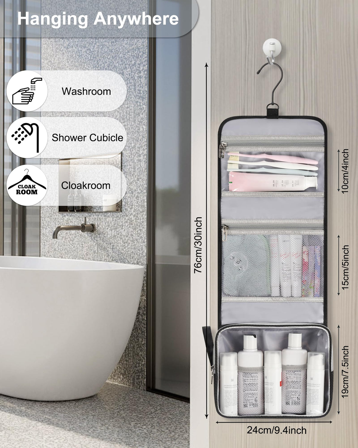 Relavel elastic bottle holders securing travel bottles upright to prevent spills