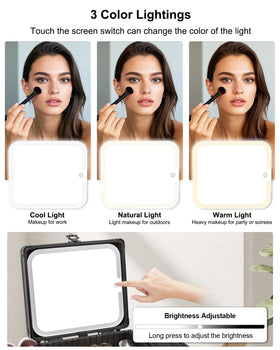 Relavel LED mirror closeup with three-color lighting for precise application