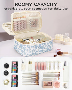 Relavel filled with cosmetics illustrating how it organizes daily beauty essentials