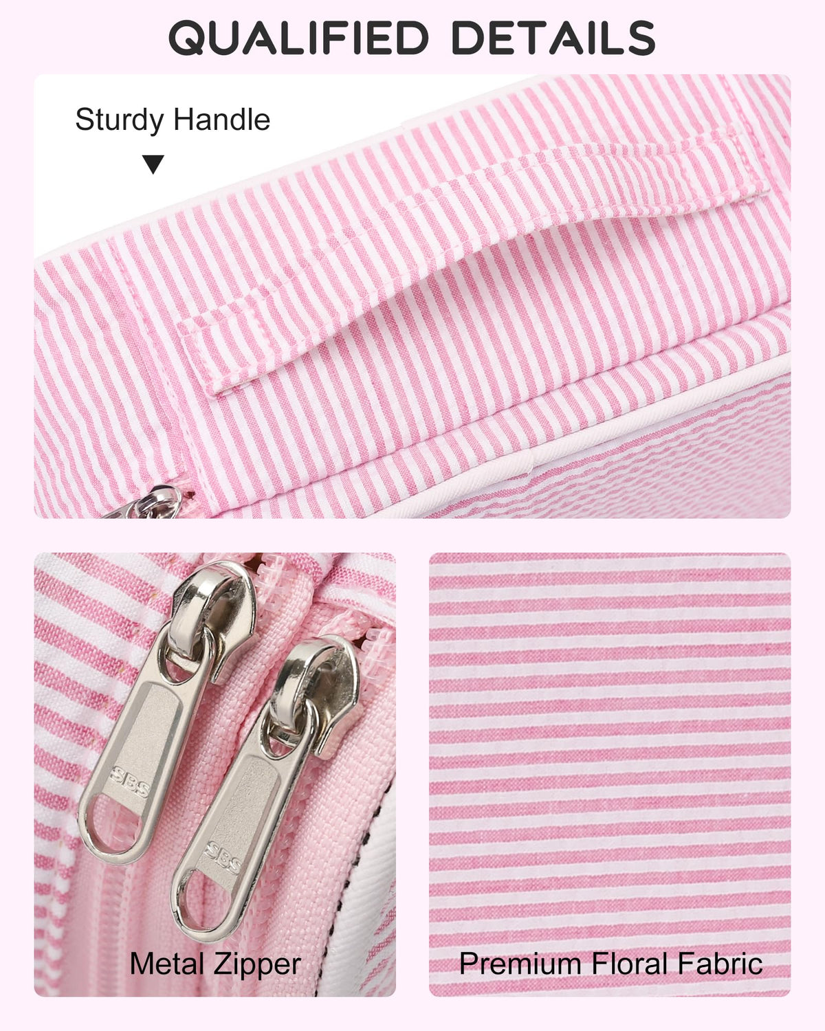 Relavel bottom layer with mesh pockets holding palettes and blushes for visible storage