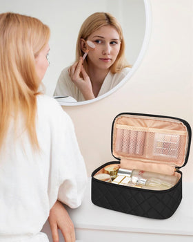 Relavel travel packing scene with bag in suitcase showing organized portability