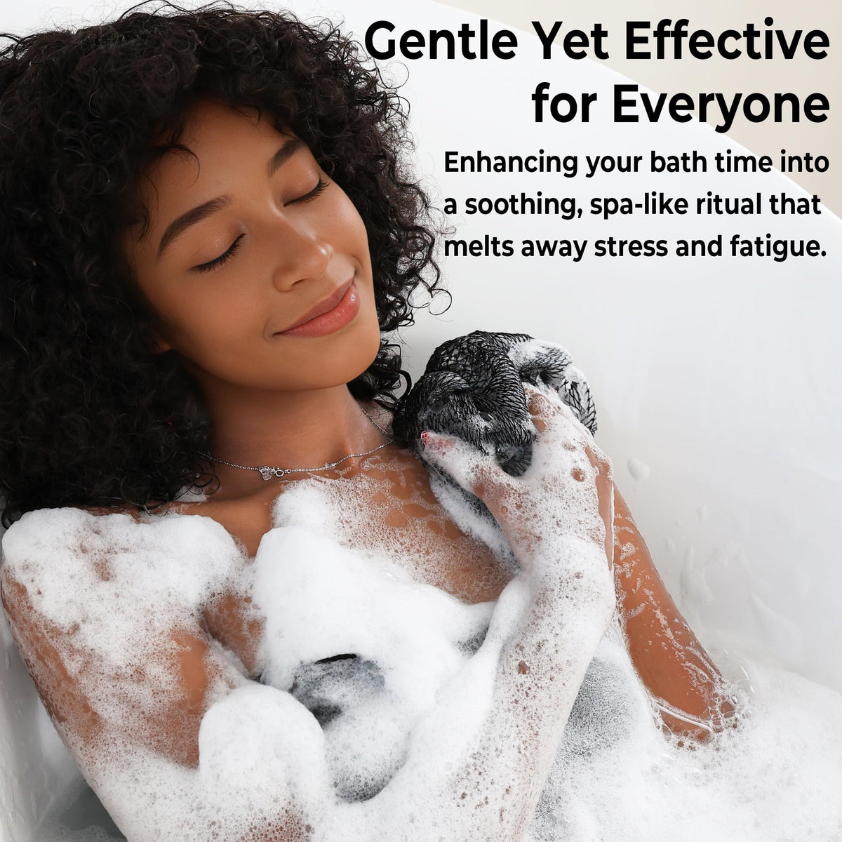 RelaxScene net sponge producing rich lather with minimal soap for economical use