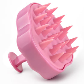 RELAXXO front view of pink scalp massager showing shape and color for easy handling