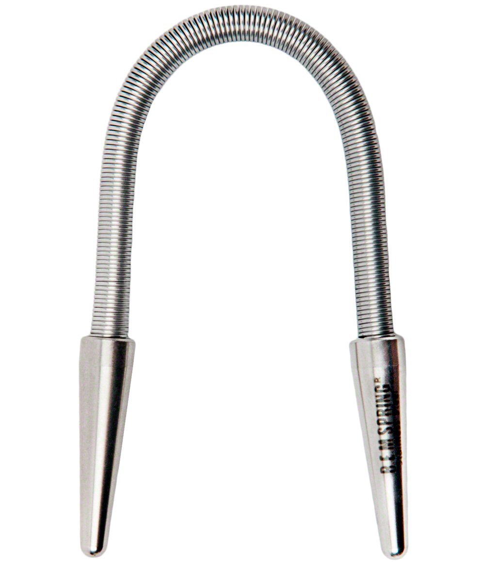 R.E.M Spring front view showing stainless-steel spring and handles, precise hair removal