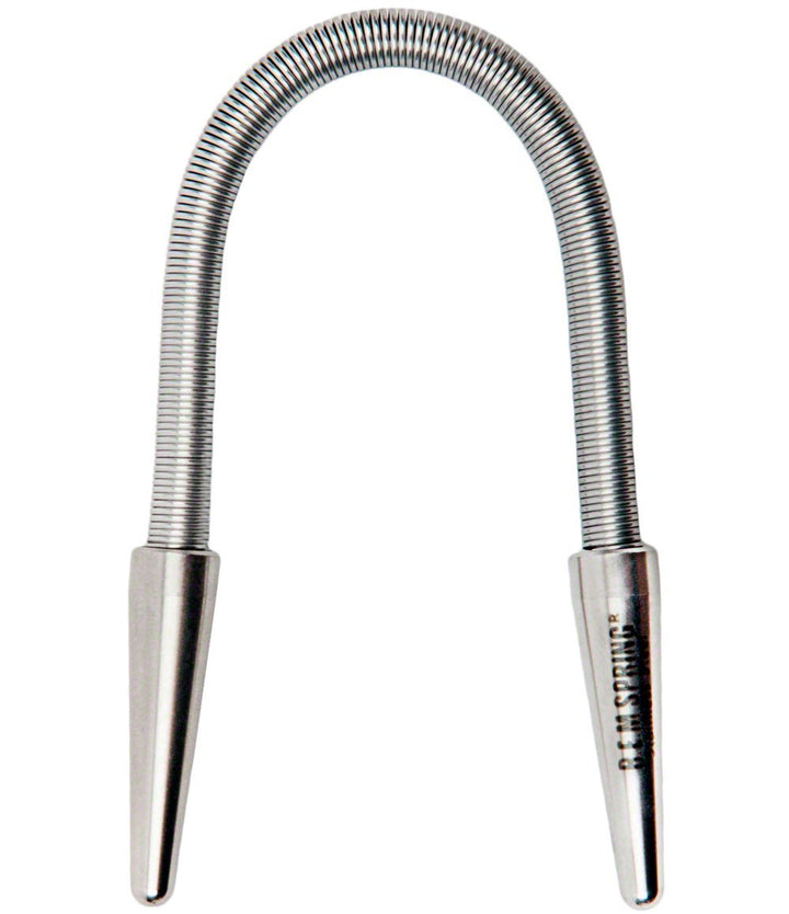 R.E.M Spring front view showing stainless-steel spring and handles, precise hair removal