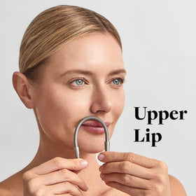 R.E.M Spring demonstrated on upper lip showing effective hair removal technique