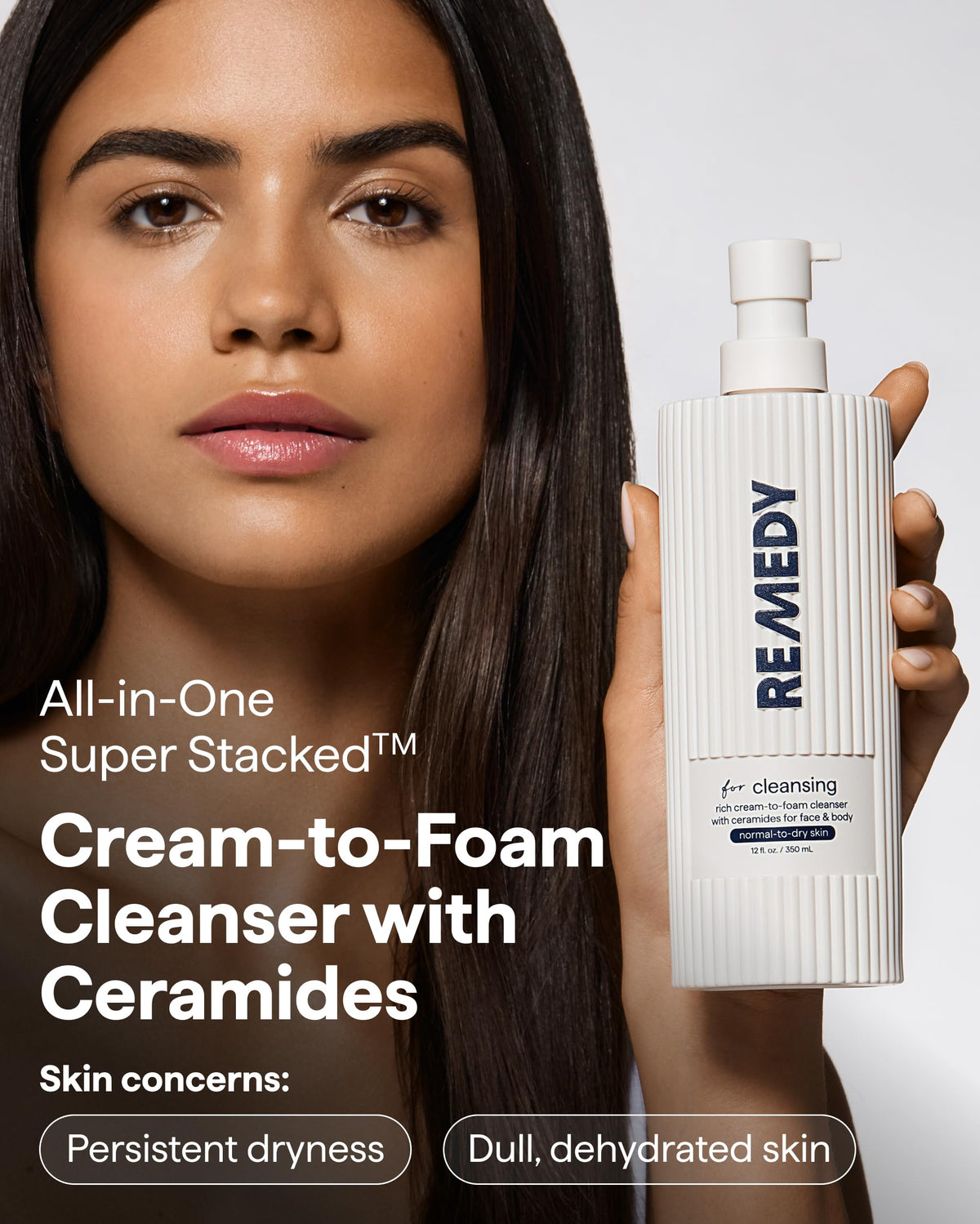 Remedy Science cream-to-foam texture on fingertips demonstrating gentle lather