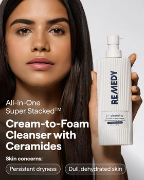 Remedy Science cream-to-foam texture on fingertips demonstrating gentle lather