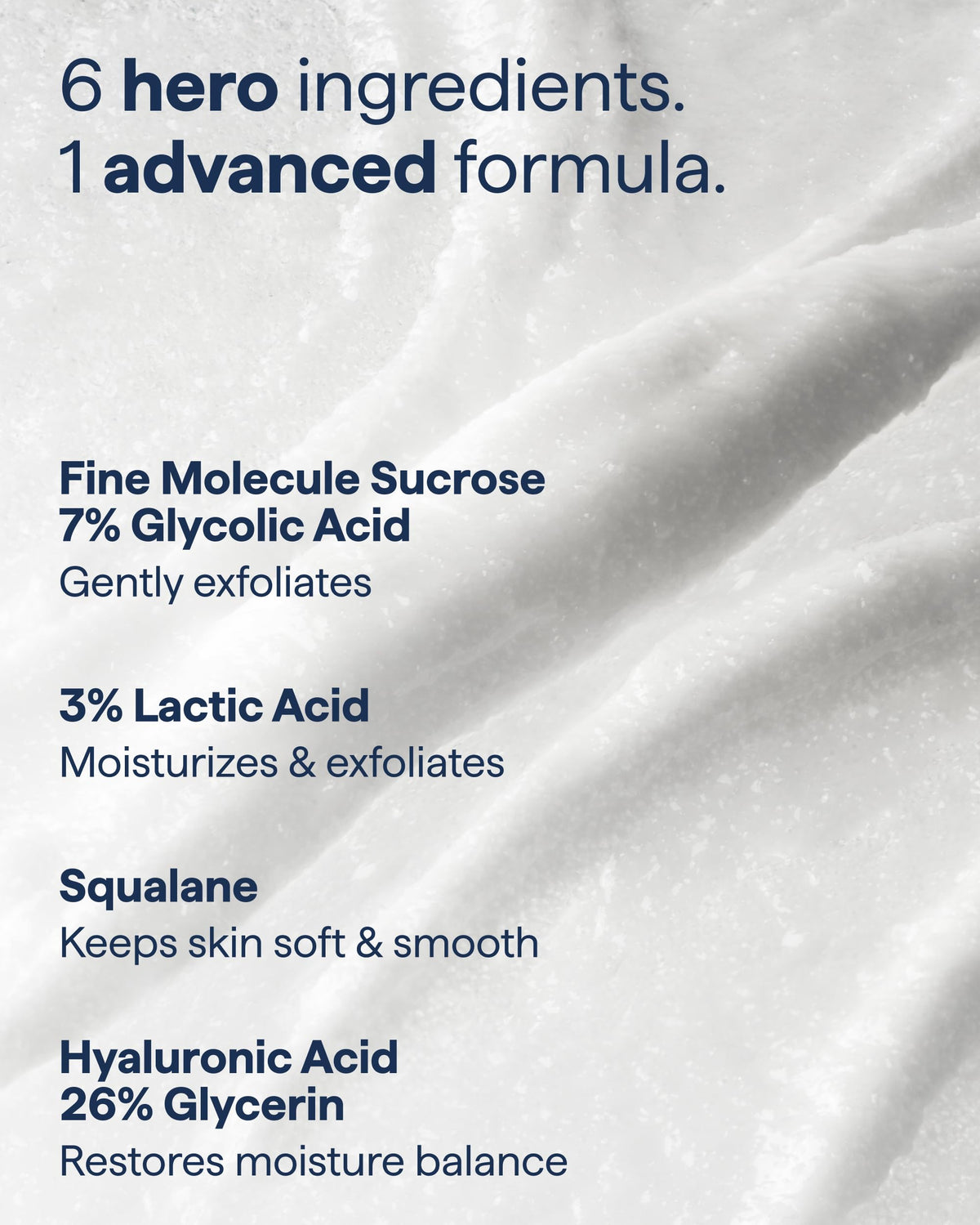 Remedy Science ingredient display highlighting glycolic and lactic acid benefits
