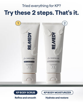 Remedy Science in a shower setting showing simple in-shower routine