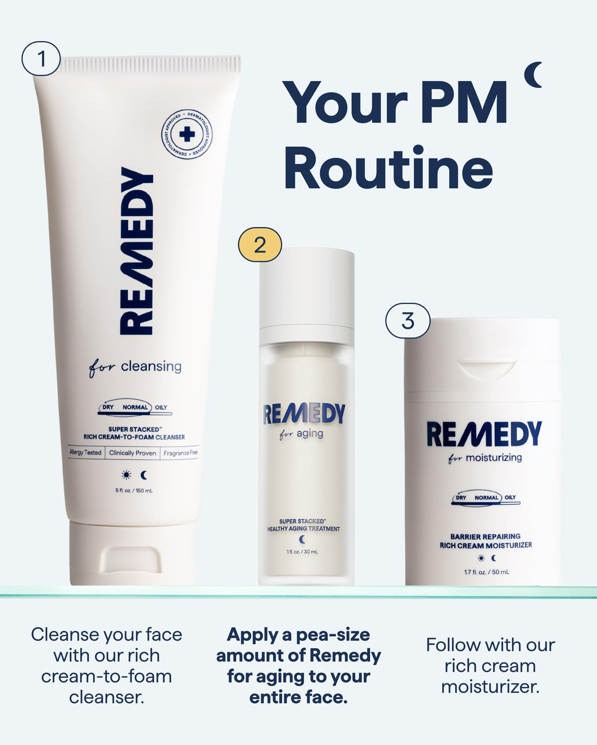 Remedy Science single serum droplet on skin, emphasizes concentrated benefits