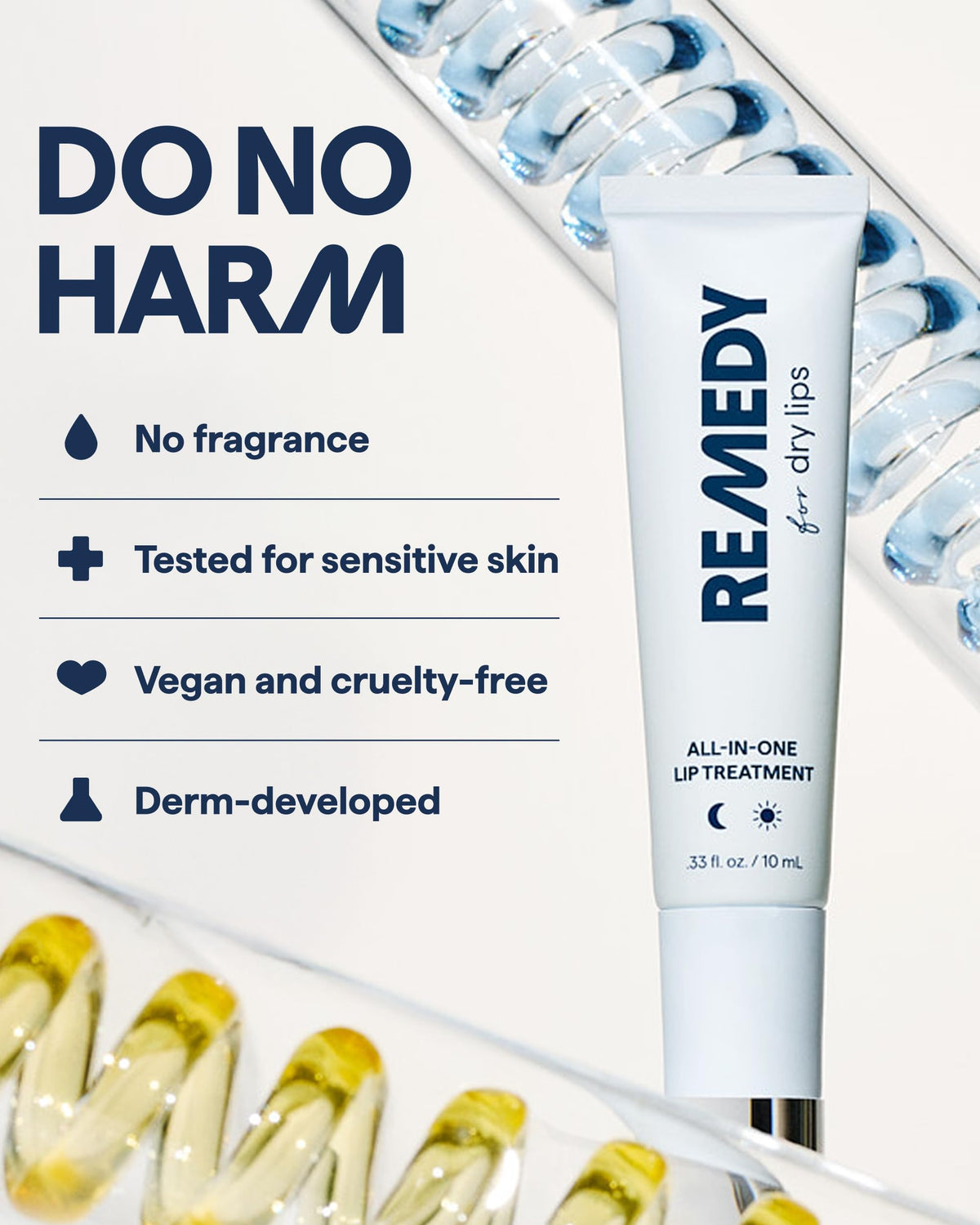 Remedy Science size comparison next to coin to show compact travel‑friendly tube