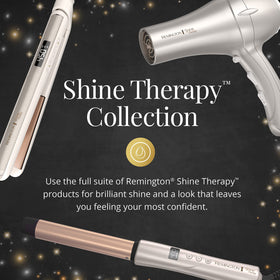 Remington label close-up showing argan oil and keratin treatment for shine