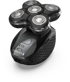 Remington Balder Pro front view showing ergonomic grip and five blades for fast shaves