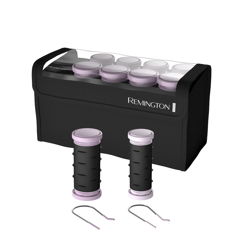 Remington compact hot rollers front view showing purple and black set for quick styling