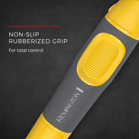 Remington dual-sided blade close-up highlighting comfortable, nick-resistant trimming