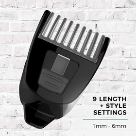 Remington dual-sided trimmer attachment in use removing fine hairs quickly and comfortably