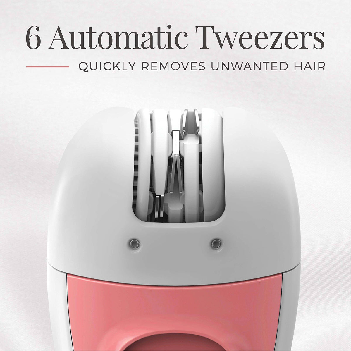 Remington epilator with included AA battery, protective cap and cleaning brush for easy setup
