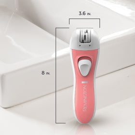 Remington epilator placed in a travel pouch demonstrating portability for on-the-go touch-ups